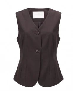 BACHATA - Gilet marrone con bottoni