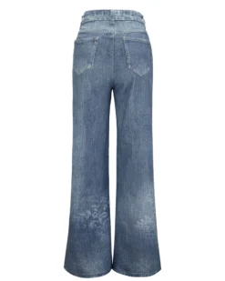 BACHATA - Jeans wide leg con ricami denim blu