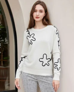 BACHATA - Maglia bianca e nera a manica lunga da donna
