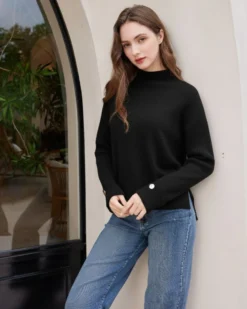 BACHATA - Maglia manica lunga a lupetto bordeaux da donna