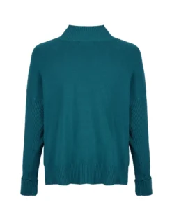 BACHATA - Maglia manica lunga a lupetto ottanio da donna