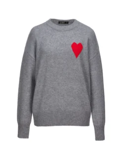 BACHATA - Maglia manica lunga grigia con cuore