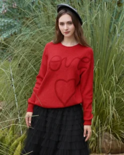 BACHATA - Maglia manica lunga rossa da donna