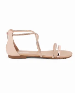 BACHATA - Sandalo rose gold con zip posteriore e cinturini incrociati