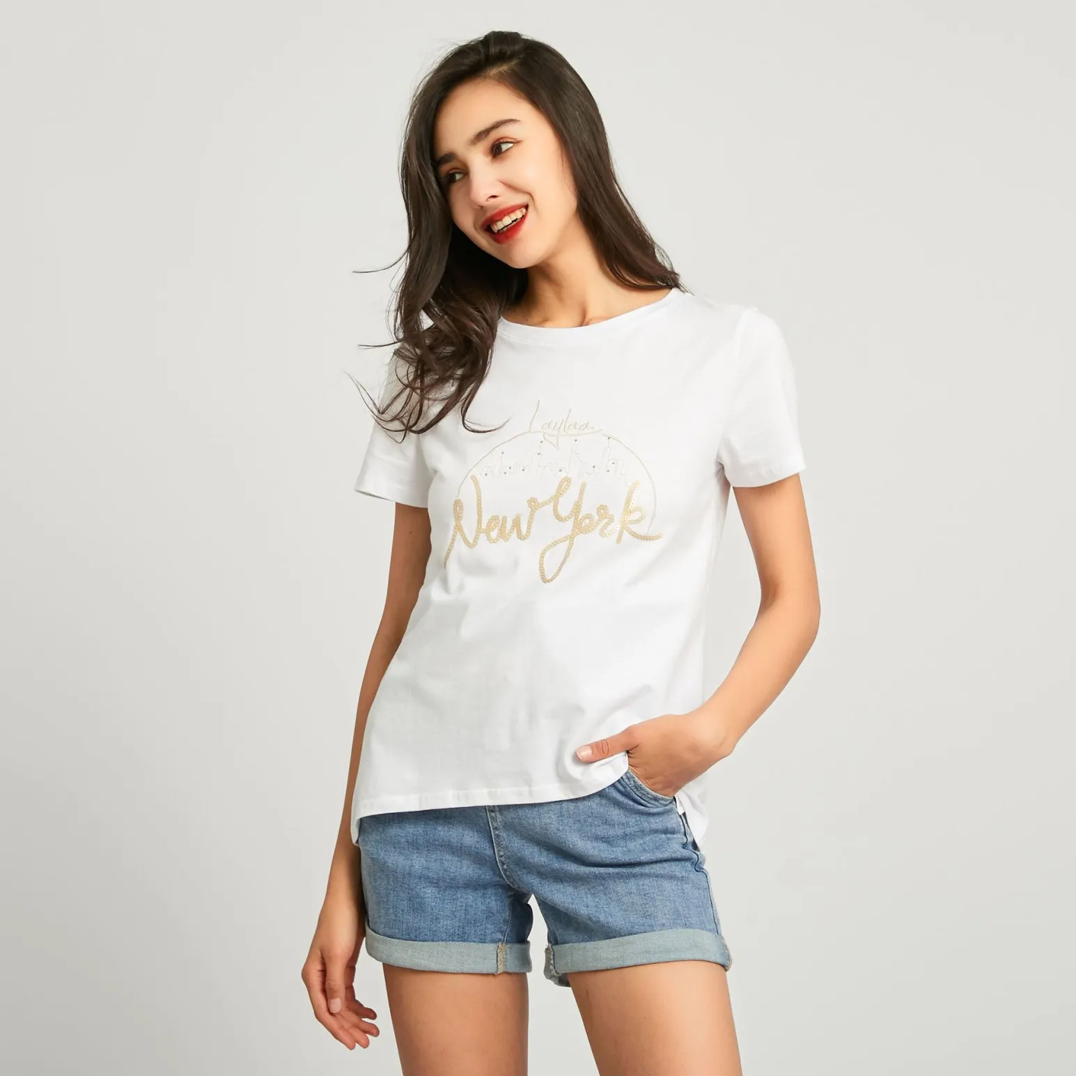 BACHATA - TSHIRT DONNA MANICA CORTA BIANCA