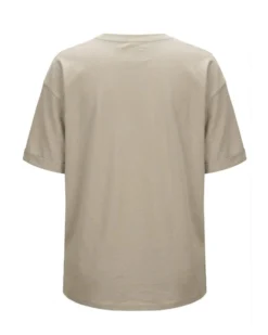 BACHATA - Tshirt manica corta beige con taschino e scritta