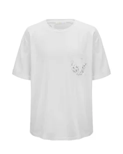 BACHATA - Tshirt manica corta bianca con taschino e scritta