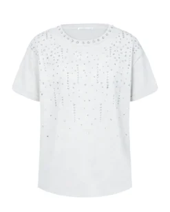 BACHATA - Tshirt manica corta bianca con strass