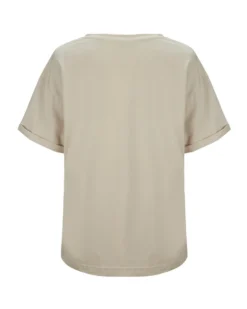 BACHATA - Tshirt manica corta beige con scritta e stampa