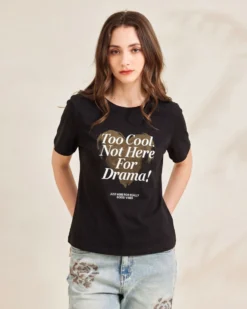 BACHATA - Tshirt manica corta con stampa nera