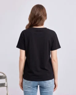 BACHATA - Tshirt manica corta nera con strass