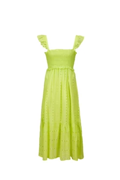 BACHATA - VESTITINO LIME SPALLA LARGA BALZE CON PIZZO
