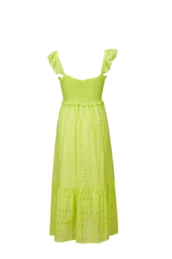 BACHATA - VESTITINO LIME SPALLA LARGA BALZE CON PIZZO