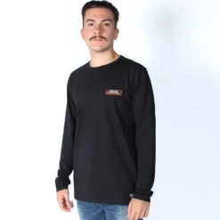 B&A - T-SHIRT NERA MANICA LUNGA CON STEMMA