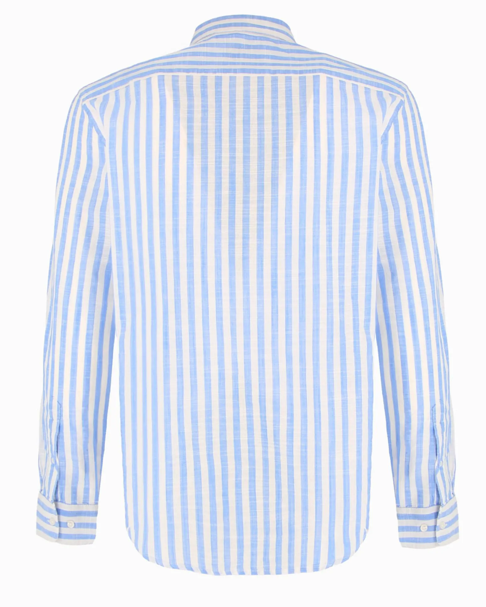 BLUE LEMON - Camcia manica lunga riga riga grande celeste misto lino