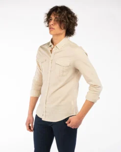 BLUE LEMON - CAMICIA BD MANICA LUNGA LINO 2 TASCHINI