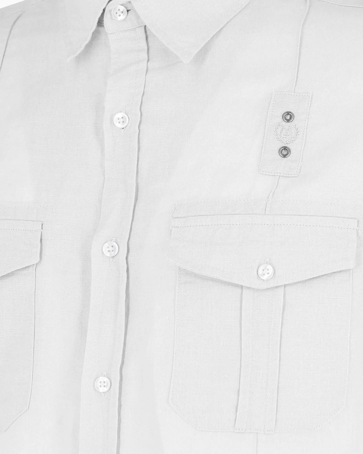 BLUE LEMON - Camicia manica corta bianca in lino