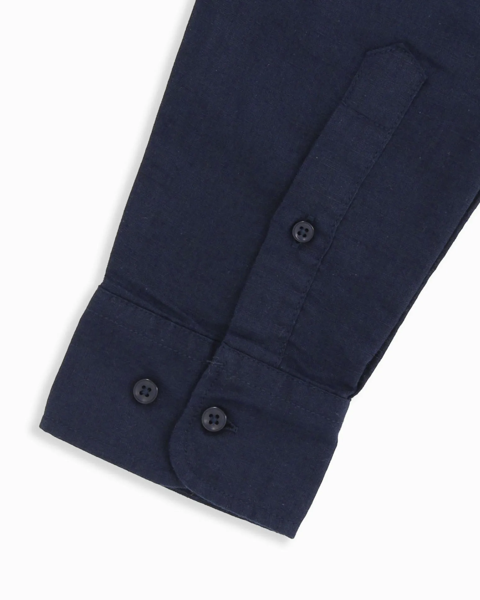 BLUE LEMON - Camicia manica lunga blu con collo corano in lino