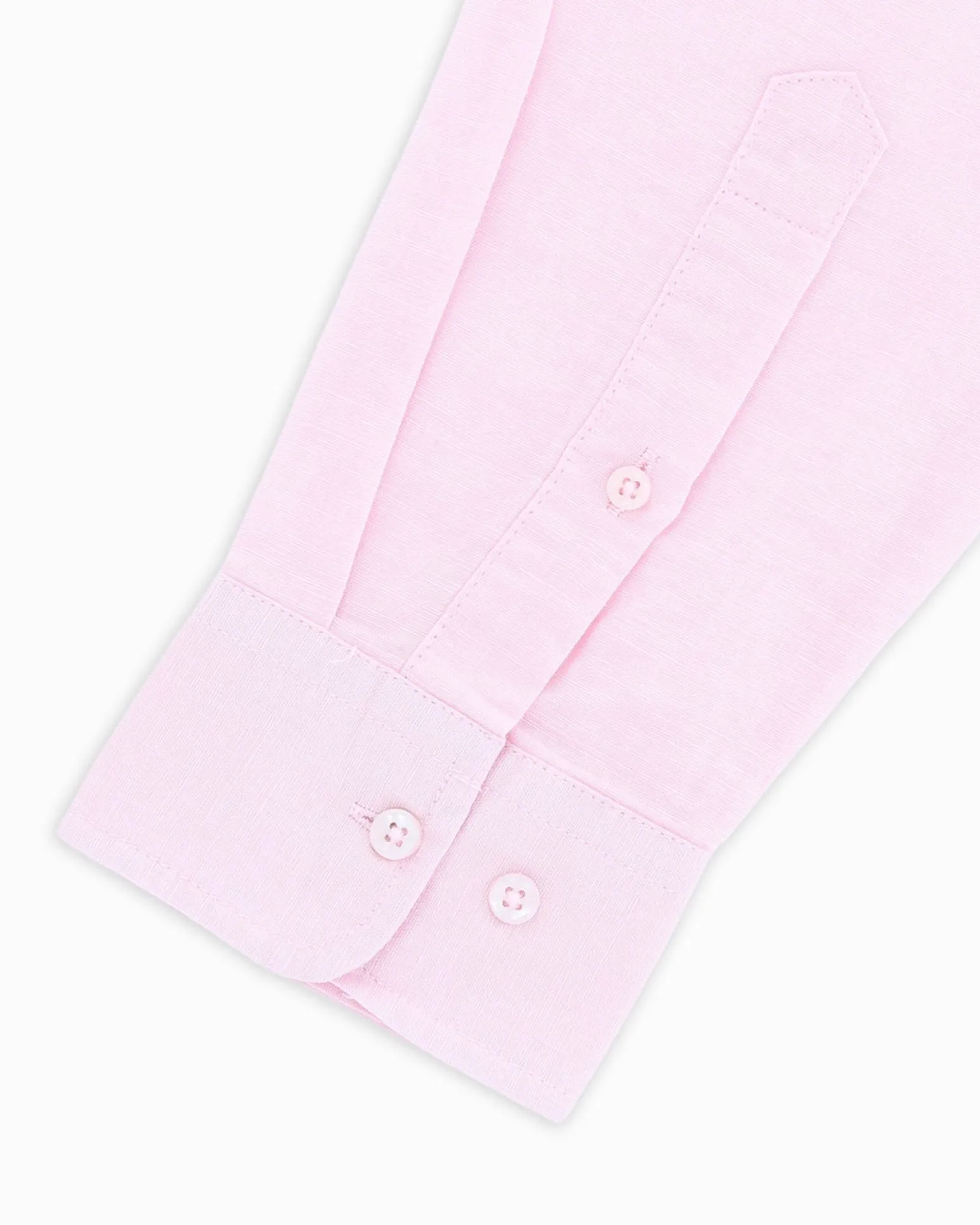 BLUE LEMON - Camicia manica lunga rosa con collo corano in lino