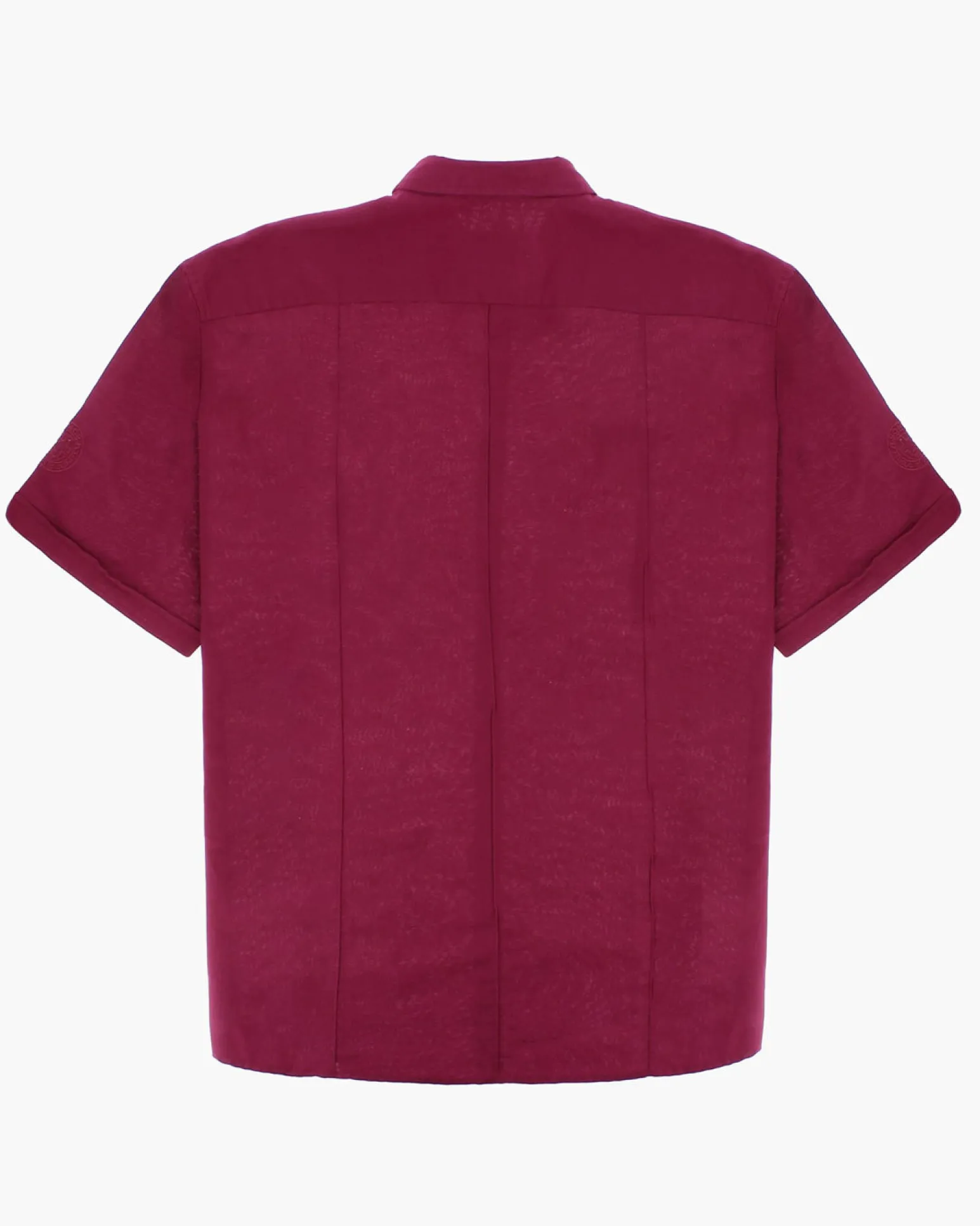 BLUE LEMON - Camicia over manica corta bordeaux in lino