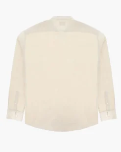 BLUE LEMON - OVER CAMICIA MANICA LUNGA LINO BEIGE COLLO COREANO