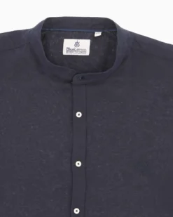 BLUE LEMON - OVER CAMICIA MANICA LUNGA LINO COLLO COREANO