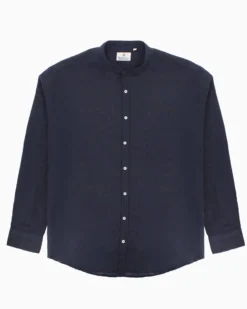 BLUE LEMON - OVER CAMICIA MANICA LUNGA LINO COLLO COREANO