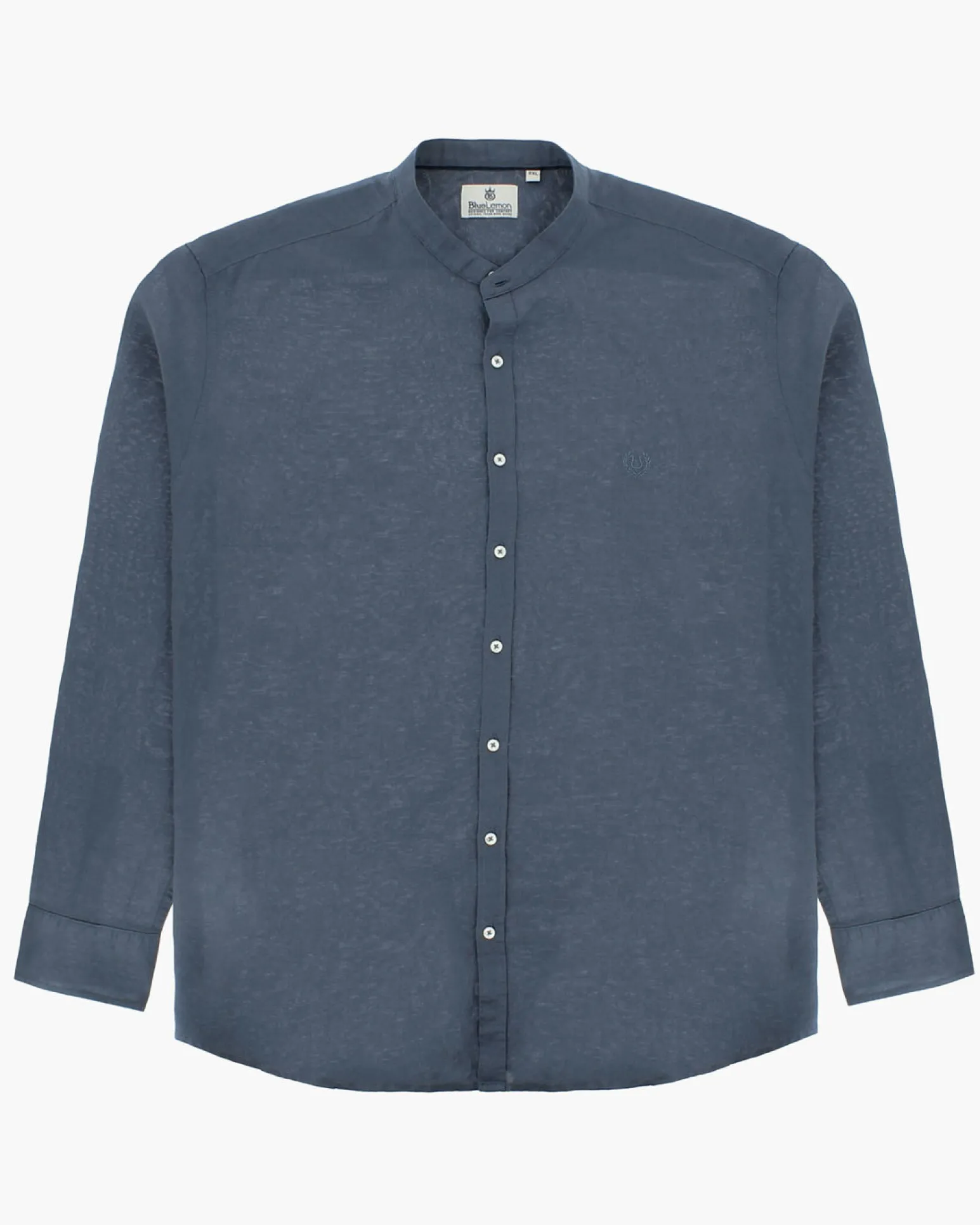 BLUE LEMON - OVER CAMICIA MANICA LUNGA LINO COLLO COREANO