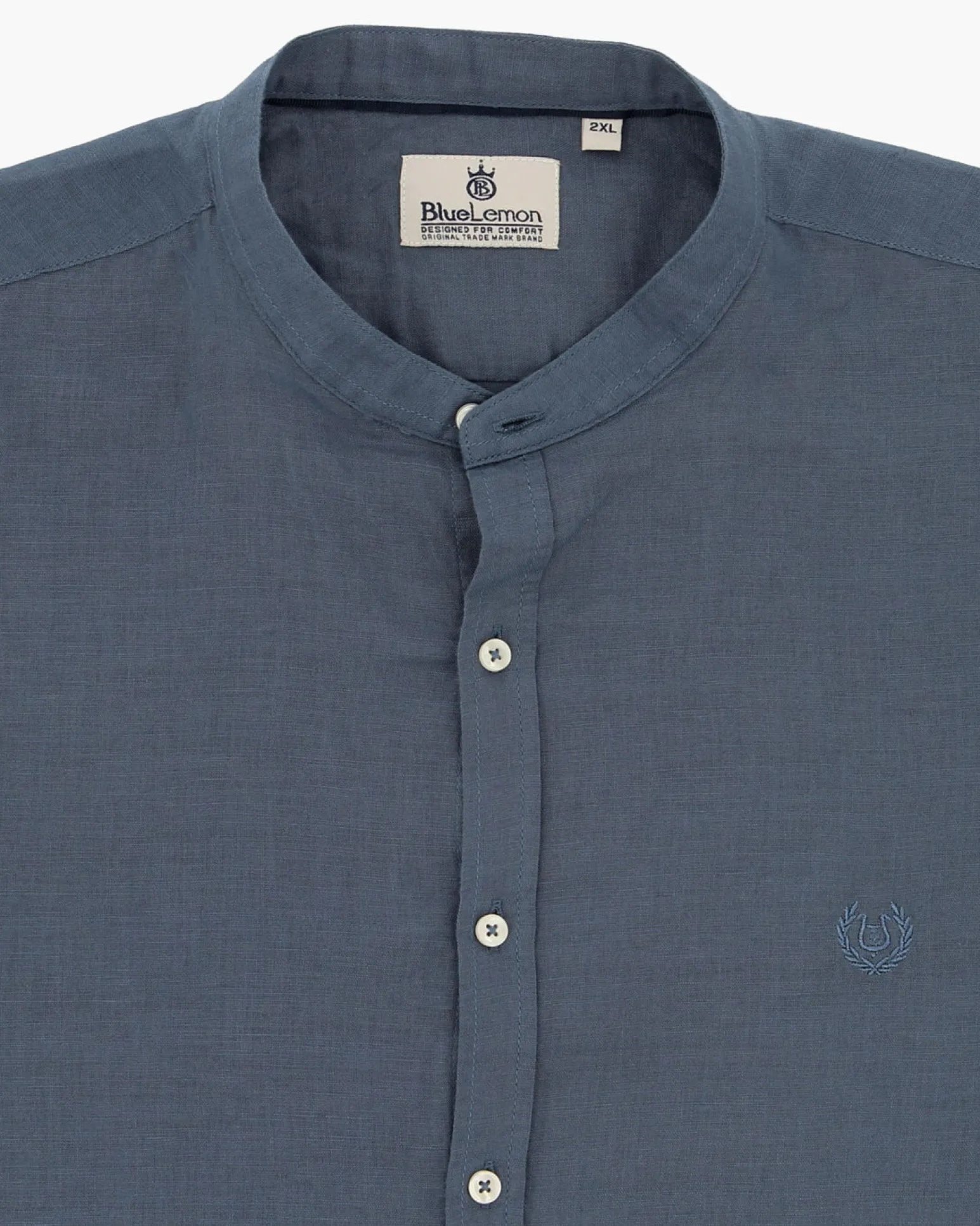 BLUE LEMON - OVER CAMICIA MANICA LUNGA LINO COLLO COREANO
