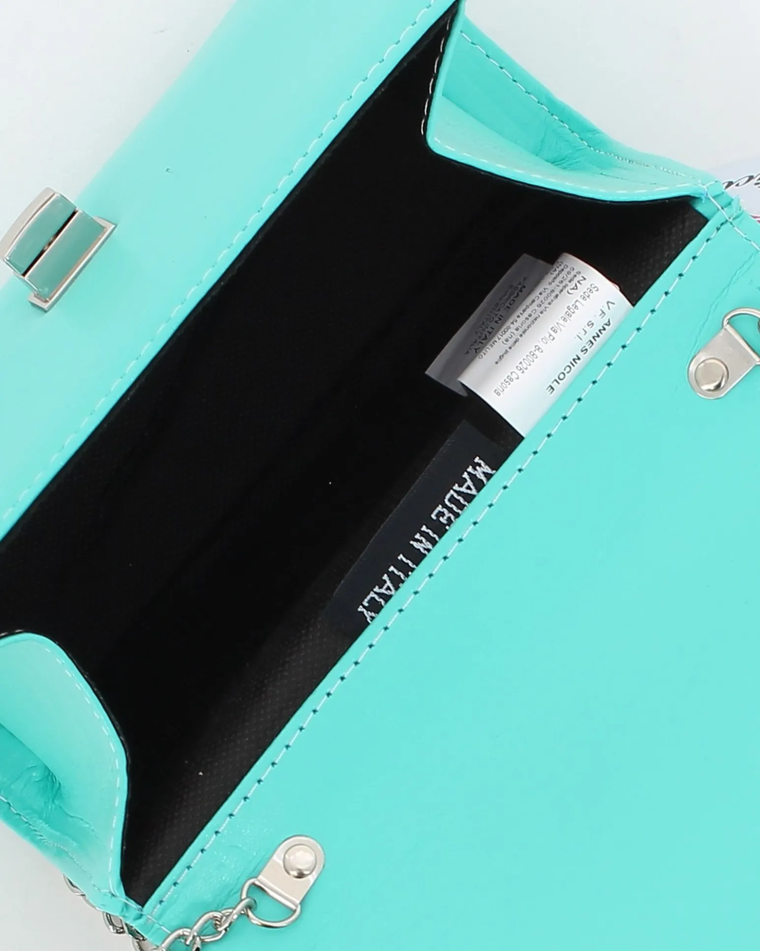 Borsa a mano acquamarina con chiusura girello - MADE IN ITALY - ANNES NICOLE