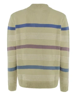BREZZA DI MARE - MAGLIA MANICA LUNGA VERDE CHIARO MEZZA ZIP F12  A RIGHE