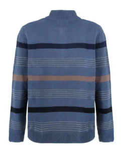 BREZZA DI MARE - MAGLIA MANICA LUNGA AZZURRA MEZZA ZIP F12  A RIGHE