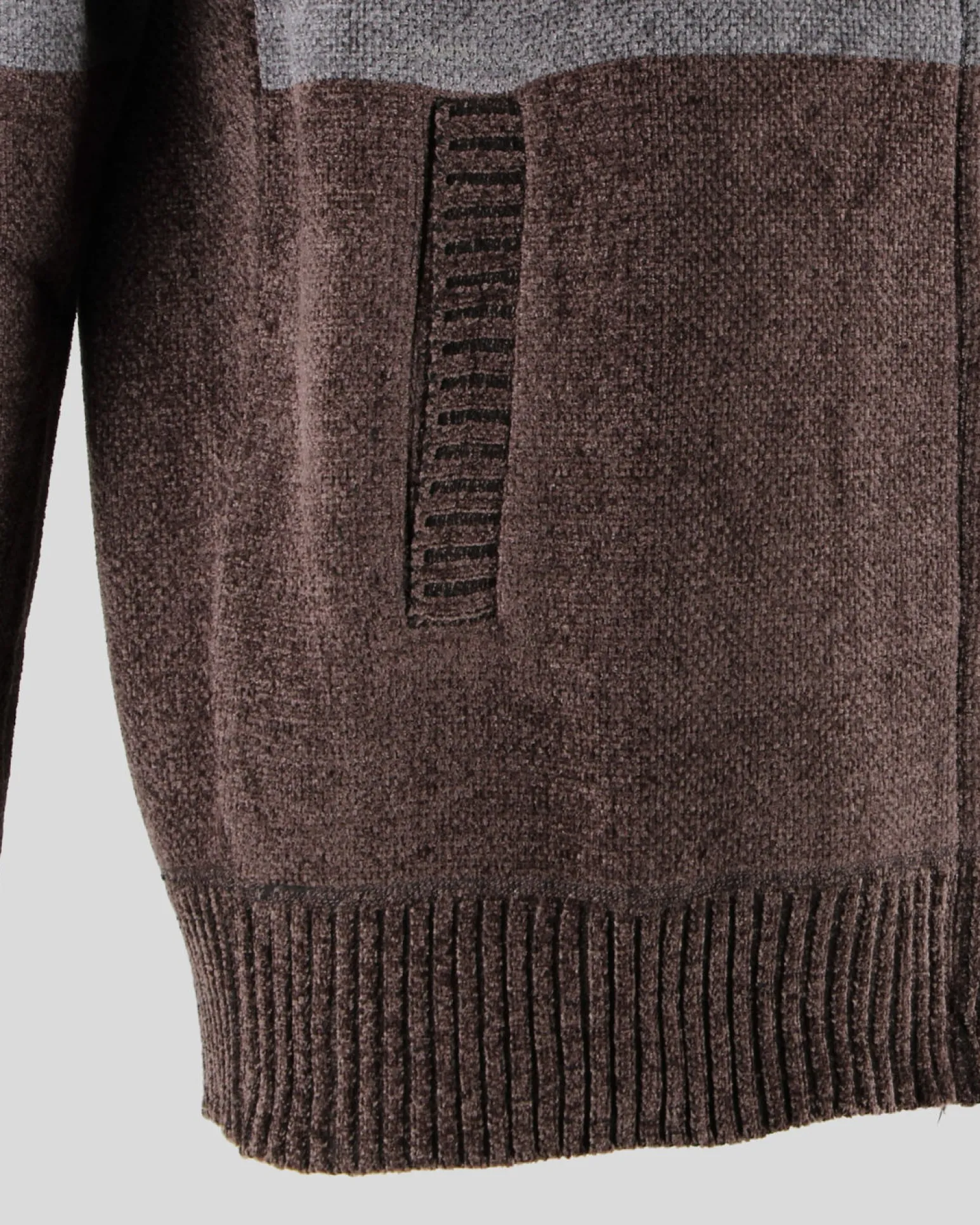 BROKER'S - Maglia manica lunga full zip in ciniglia