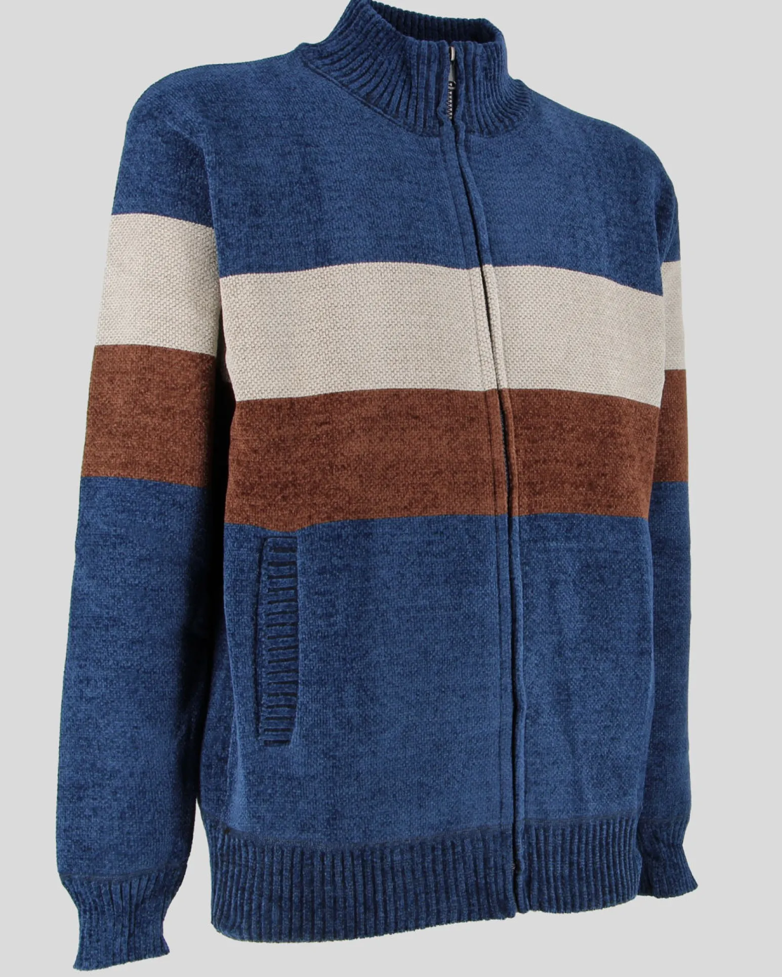 BROKER'S - Maglia manica lunga full zip in ciniglia