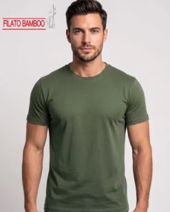 BROKER'S - Tshirt mezza manica con scollo a girocollo BAMBOO verde