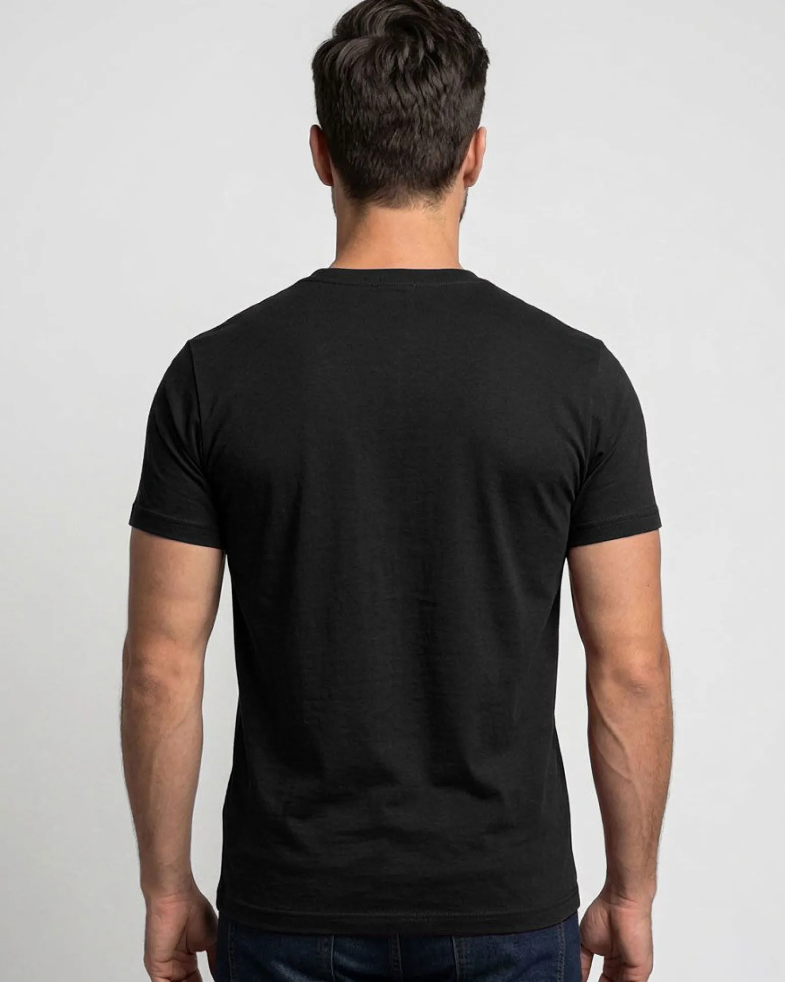 BROKER'S - Tshirt mezza manica con scollo a girocollo BAMBOO nero