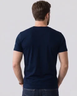 BROKERS - Tshirt mezza manica scollo a V in BAMBOO blu