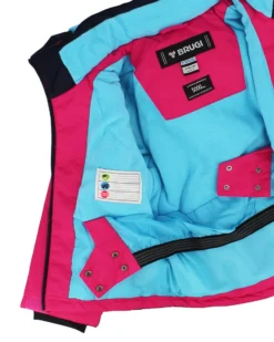 BRUGI - Completo da sci bambina fuchsia e nero impermeabile e antivento con cappuccio