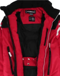 BRUGI - Completo da sci bambino rosso e nero impermeabile antivento e traspirante con cappuccio