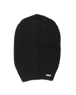 BRUGI - Cuffia nera a maglia da donna con fodera in pile
