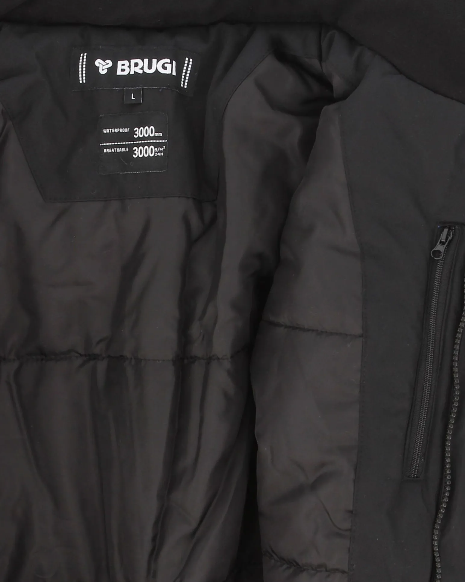 BRUGI - GIACCA DA SCI UOMO NERA, GRIGIA E ROSSA 3000, AJ1C-T54T