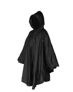 BRUGI - K way poncho nero impermeabile antivento richiudibile con cappuccio