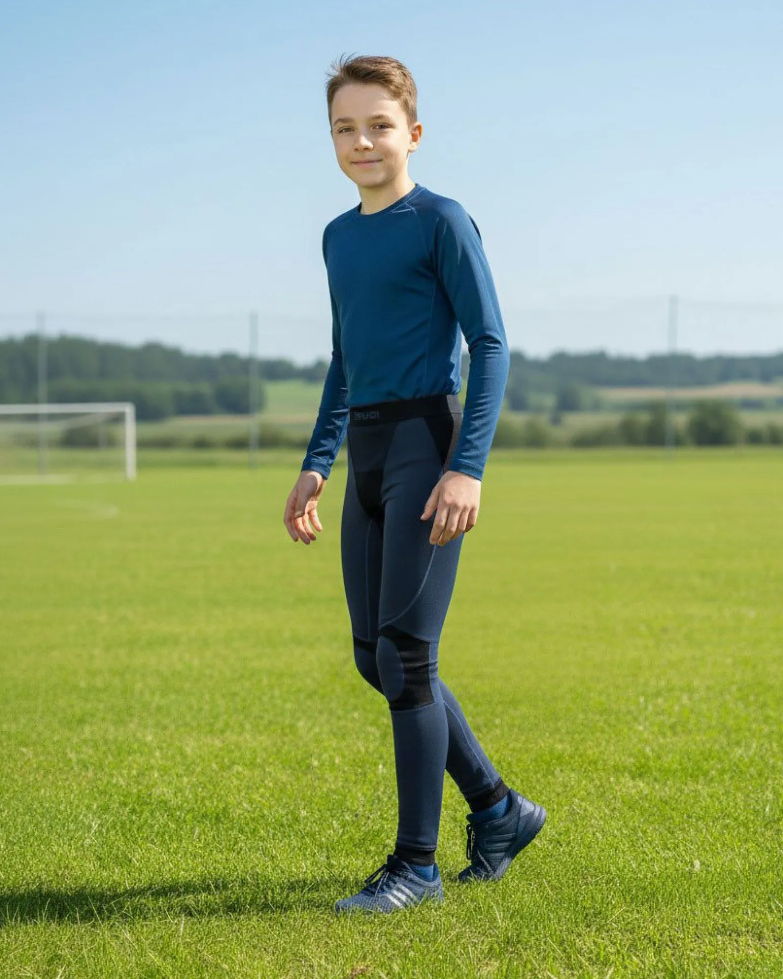 BRUGI -LEGGINGS TERMICO KIDS BLU E NERO TRASPIRANTE SENZA CUCITURE -9GZI-T365_KA5