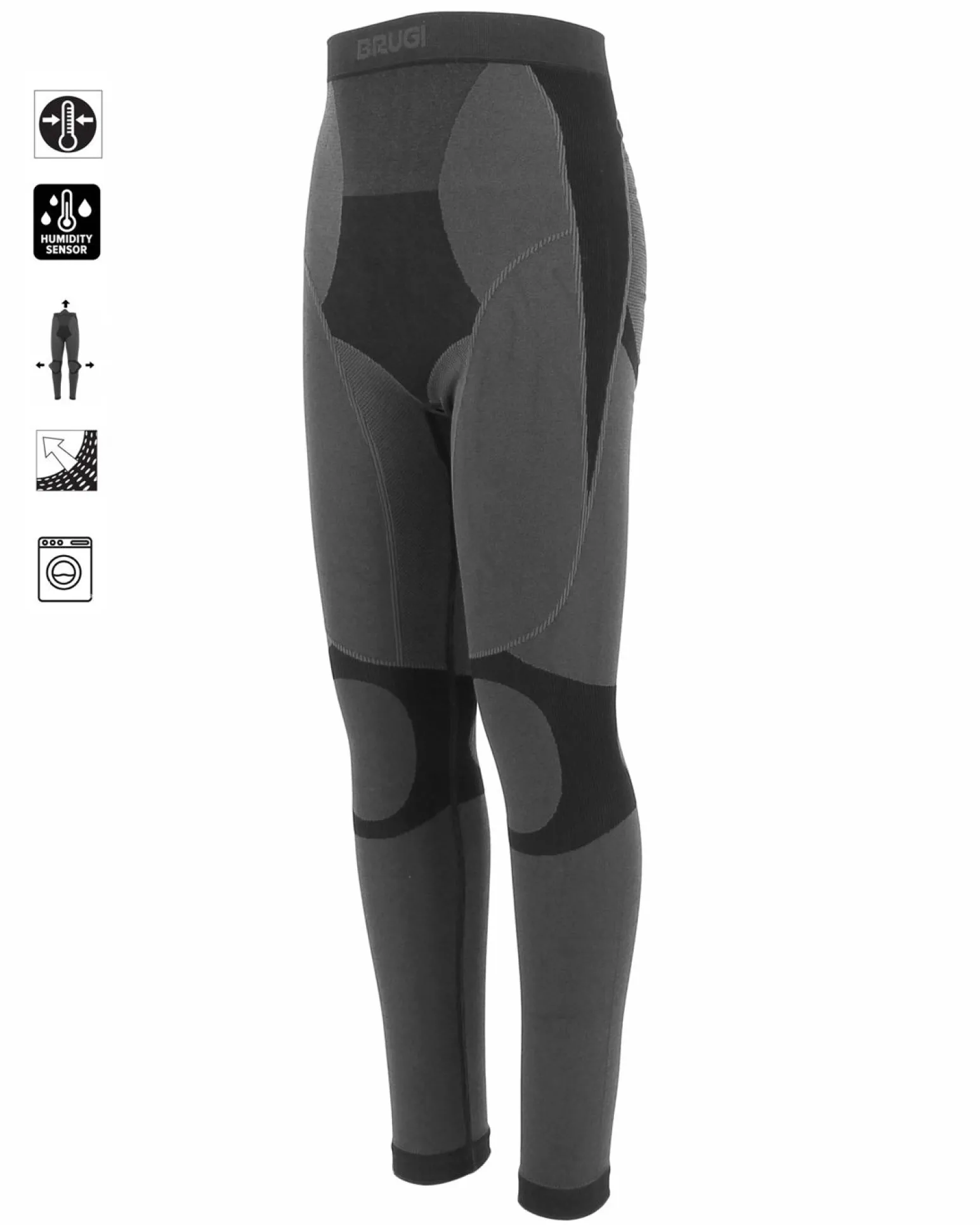BRUGI -LEGGINGS TERMICO KIDS NERO E GRIGIO TRASPIRANTE SENZA CUCITURE -9GZI-T365