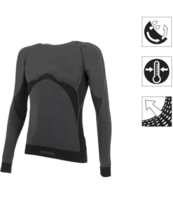 BRUGI - Maglia da uomo grigia e nera termica traspirante senza cuciture