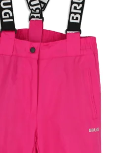 BRUGI - Pantalone da sci bambina fuchsia impermeabile traspirante antivento con bretelle regolabili