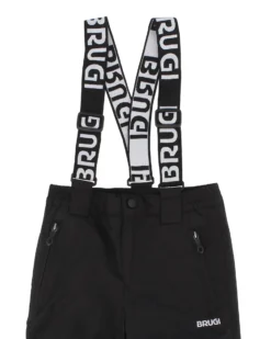 BRUGI - Pantalone da sci bambino nero impermeabile traspirante antivento con bretelle regolabili