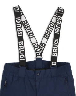 BRUGI - Pantalone da sci blu impermeabile traspirante idrorepellente antivento con bretelle regolabili bambino