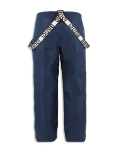 BRUGI - Pantalone da sci blu impermeabile traspirante idrorepellente antivento con bretelle regolabili bambino