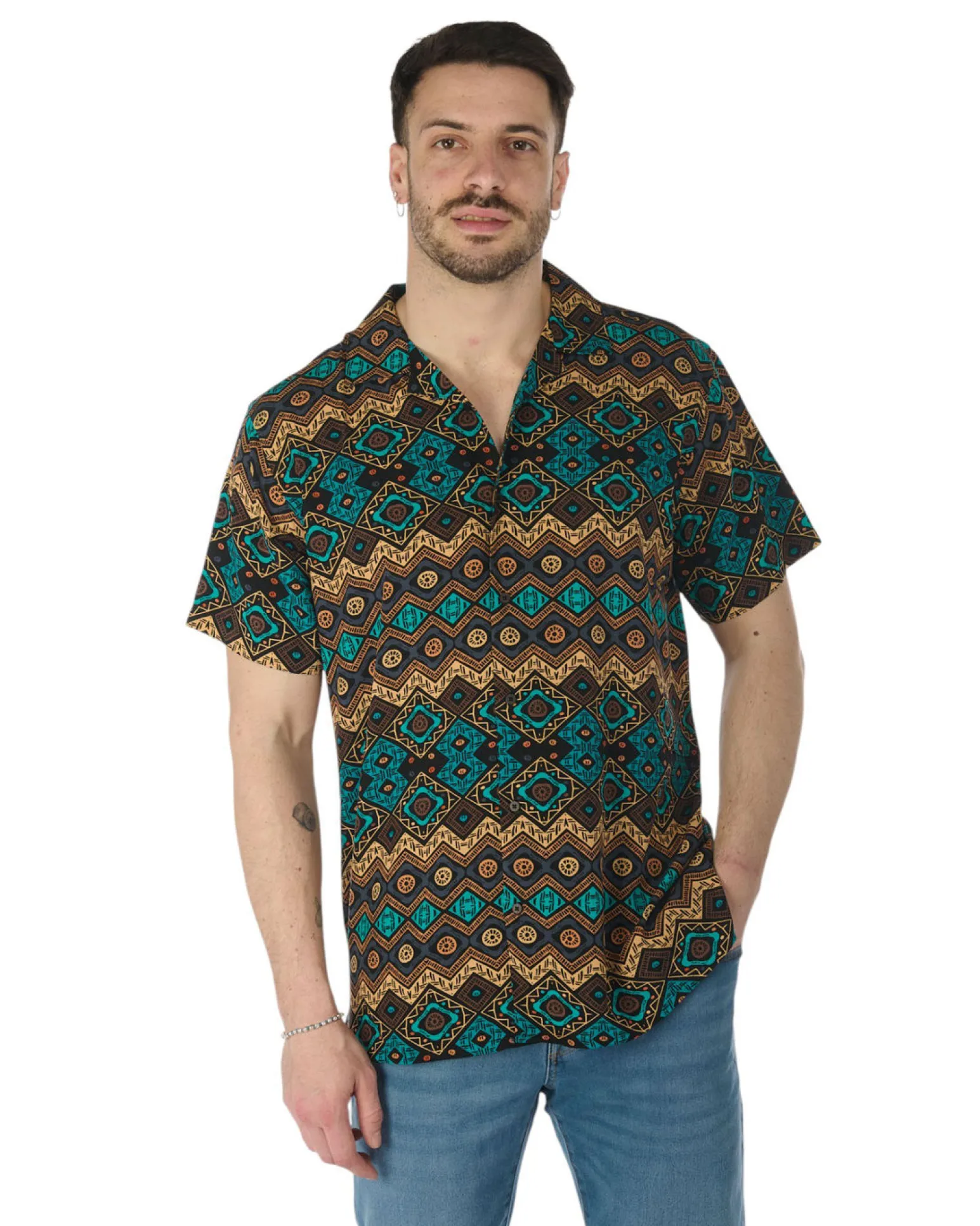 CAMICIA MEZZA MANICA COLLO SCIALLATO